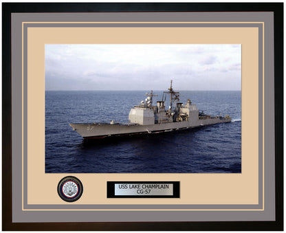 USS LAKE CHAMPLAIN CG-57 Framed Navy Ship Photo Grey