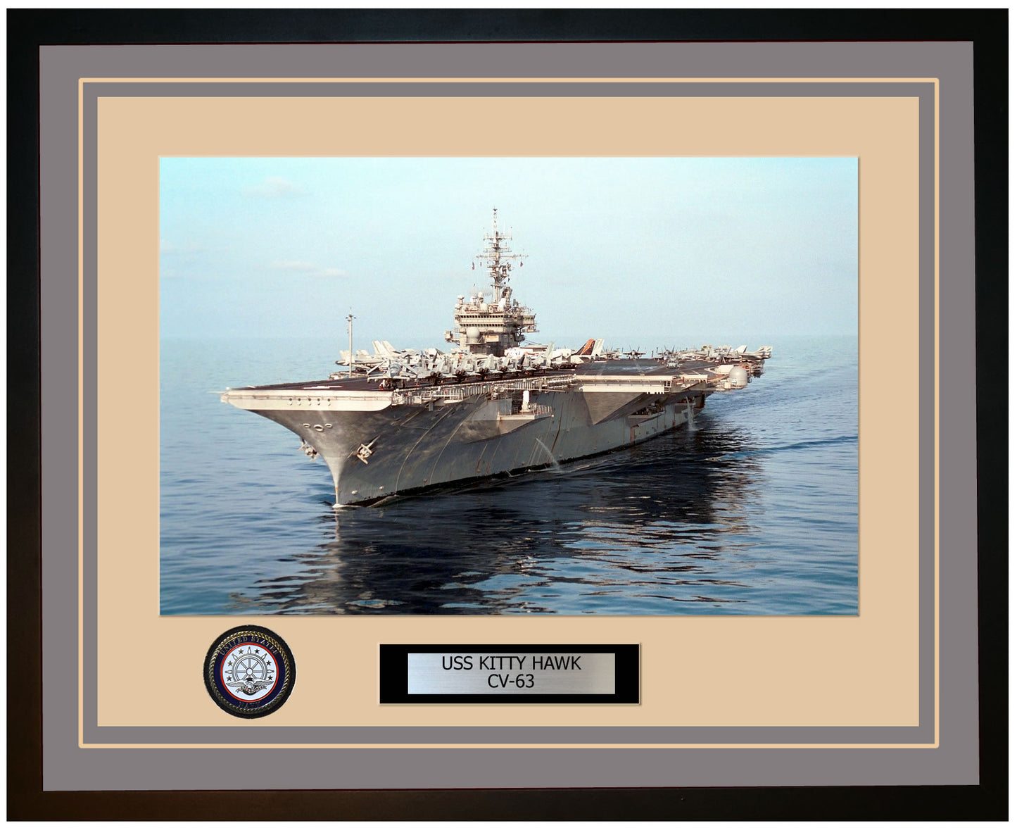 USS KITTY HAWK CV-63 Framed Navy Ship Photo Grey