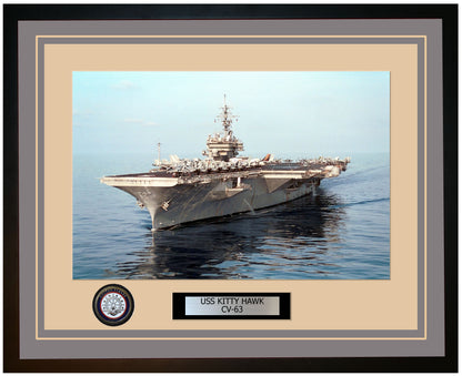 USS KITTY HAWK CV-63 Framed Navy Ship Photo Grey