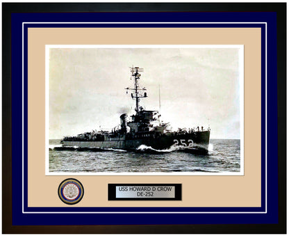 USS Howard D Crow DE-252 Framed Navy Ship Photo Blue