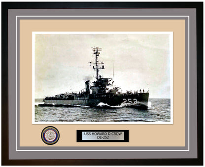 USS Howard D Crow DE-252 Framed Navy Ship Photo Grey