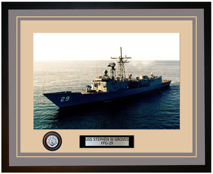 USS STEPHEN W GROVES FFG-29 Framed Navy Ship Photo Grey