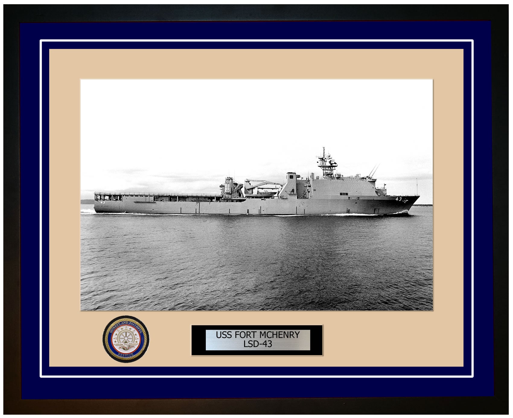 USS Fort McHenry LSD-43 Framed Navy Ship Photo Blue
