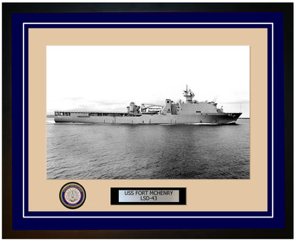 USS Fort McHenry LSD-43 Framed Navy Ship Photo Blue
