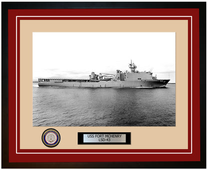 USS Fort McHenry LSD-43 Framed Navy Ship Photo Burgundy