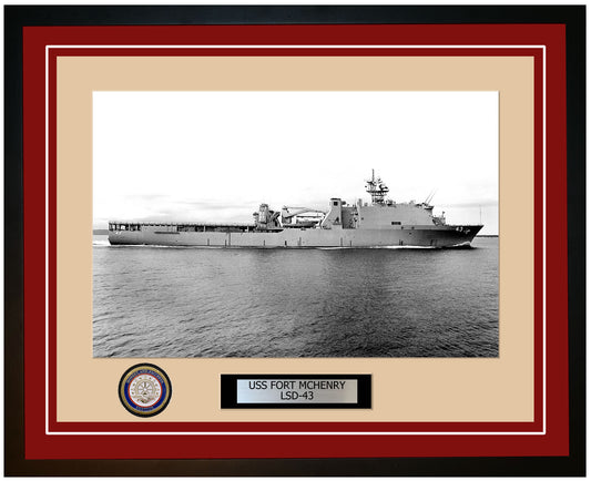 USS Fort McHenry LSD-43 Framed Navy Ship Photo Burgundy