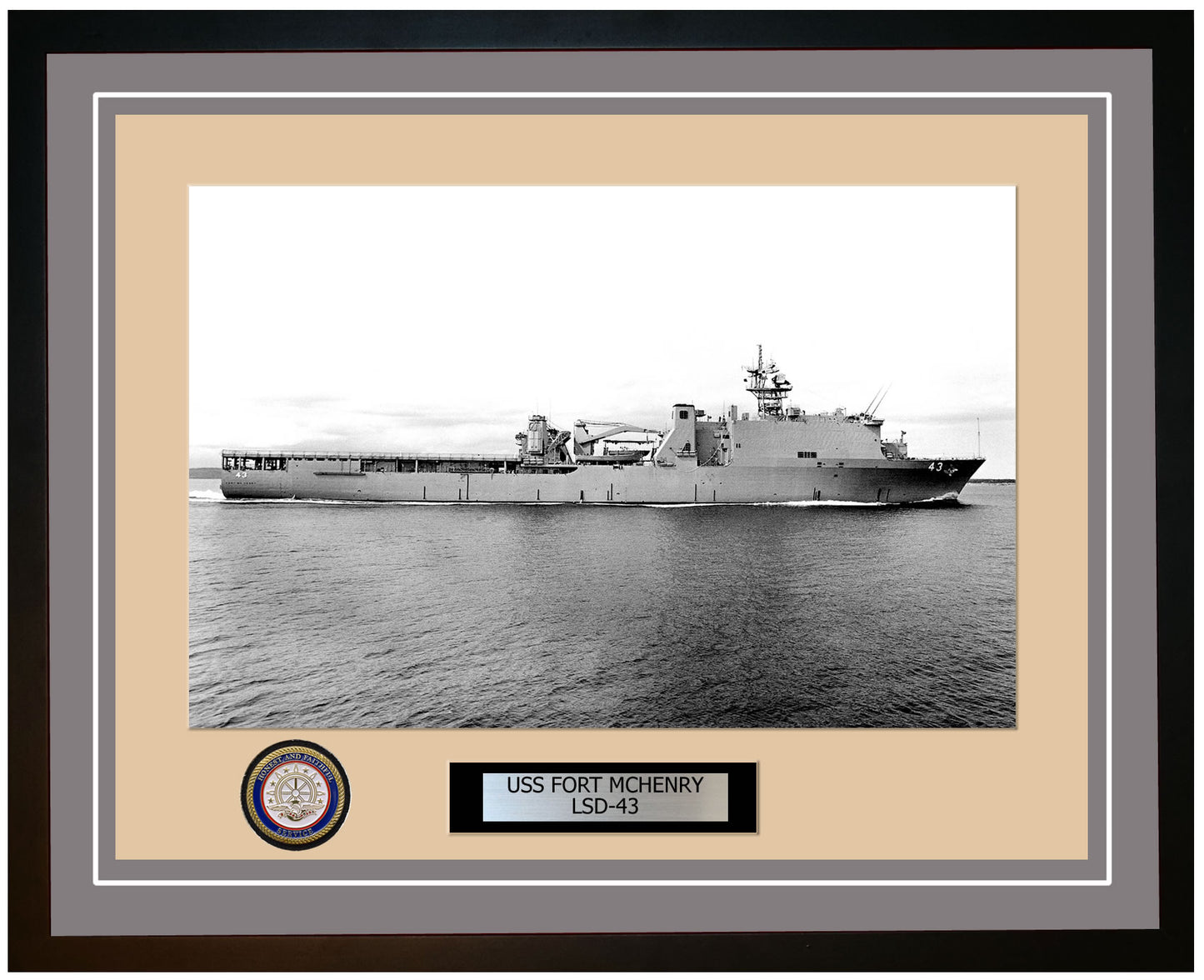 USS Fort McHenry LSD-43 Framed Navy Ship Photo Grey