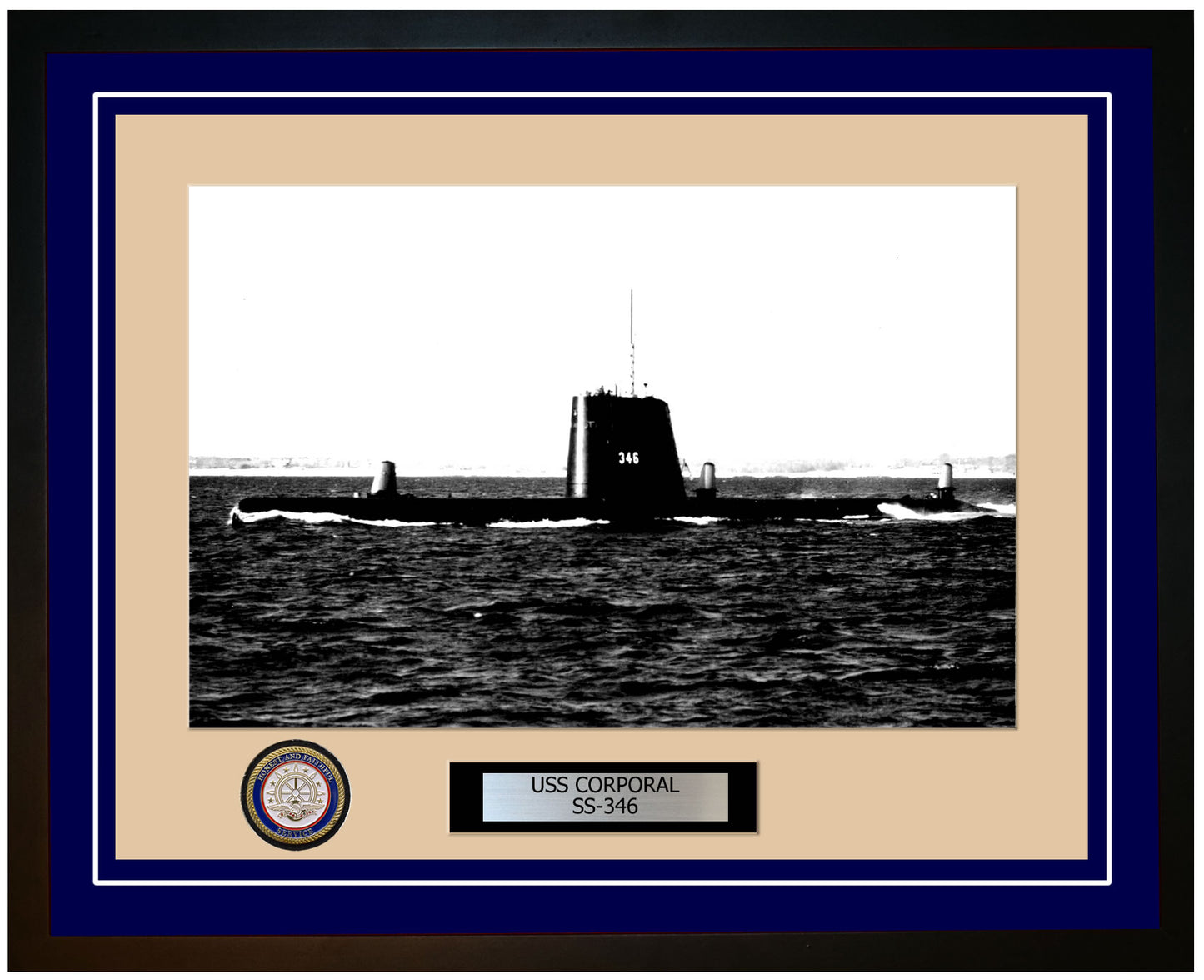 USS Corporal SS-346 Framed Navy Ship Photo Blue