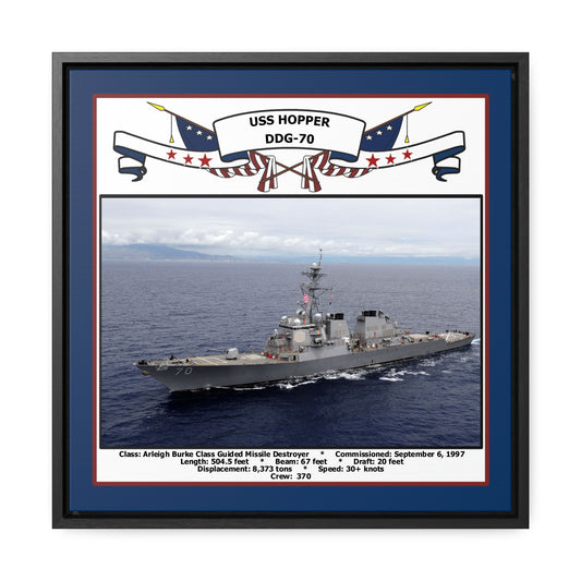 USS Hopper DDG-70 Navy Floating Frame Photo Front View