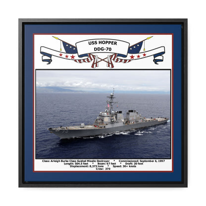USS Hopper DDG-70 Navy Floating Frame Photo Front View