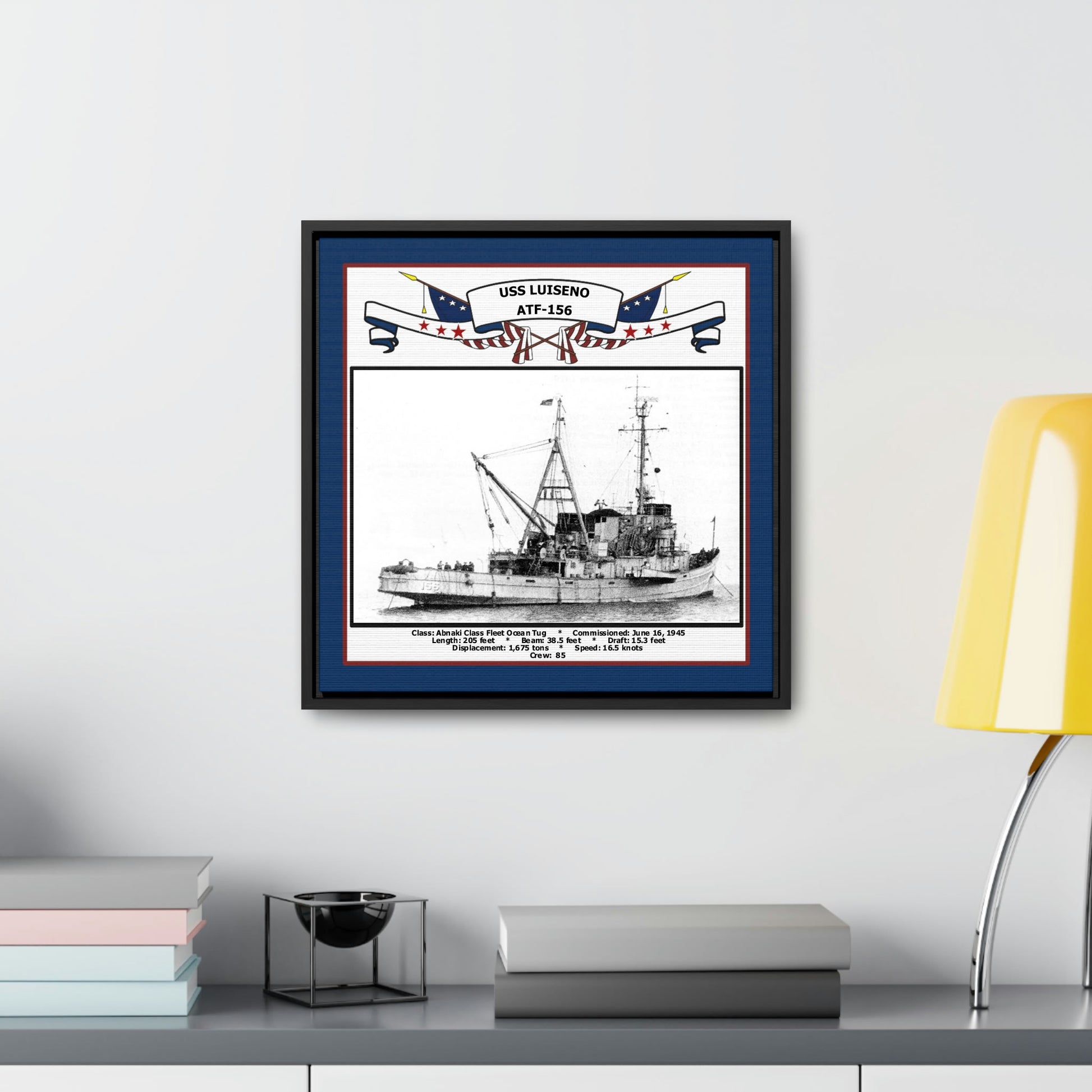 USS Luiseno ATF-156 Navy Floating Frame Photo Desk View
