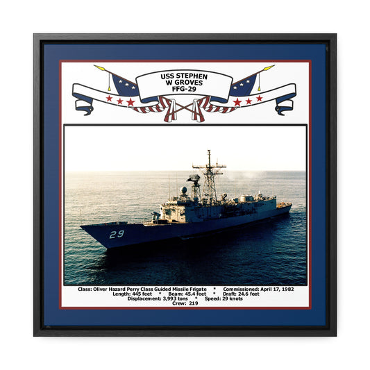 USS Stephen W Groves FFG-29 Navy Floating Frame Photo Front View