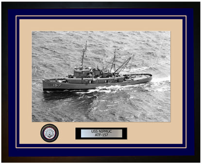 USS NIPMUC ATF-157 Framed Navy Ship Photo Blue