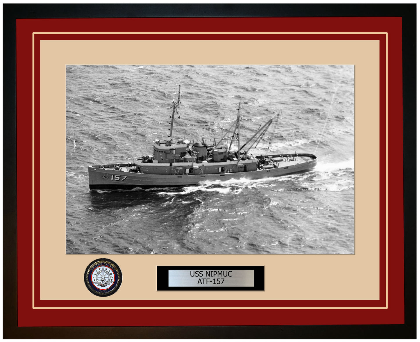 USS NIPMUC ATF-157 Framed Navy Ship Photo Burgundy