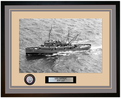 USS NIPMUC ATF-157 Framed Navy Ship Photo Grey