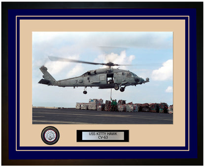 USS KITTY HAWK CV-63 Framed Navy Ship Photo Blue