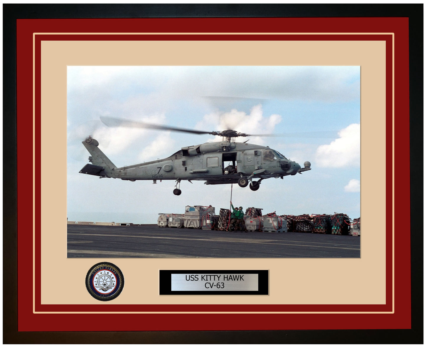 USS KITTY HAWK CV-63 Framed Navy Ship Photo Burgundy