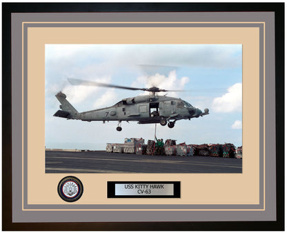 USS KITTY HAWK CV-63 Framed Navy Ship Photo Grey