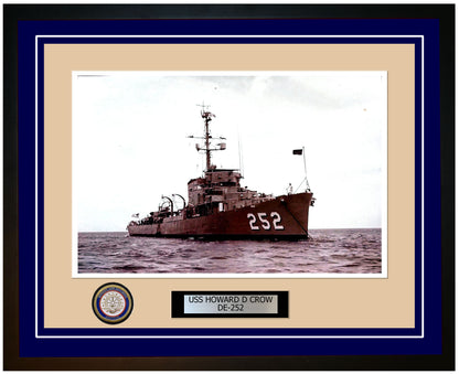 USS Howard D Crow DE-252 Framed Navy Ship Photo Blue