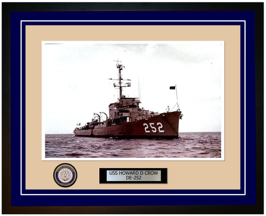 USS Howard D Crow DE-252 Framed Navy Ship Photo Blue