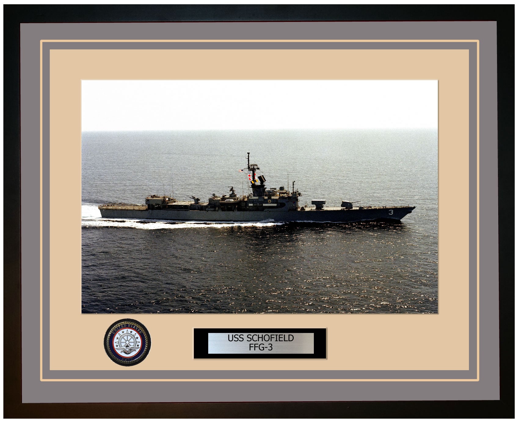 USS SCHOFIELD FFG-3 Framed Navy Ship Photo Grey