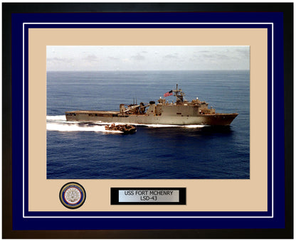 USS Fort McHenry LSD-43 Framed Navy Ship Photo Blue