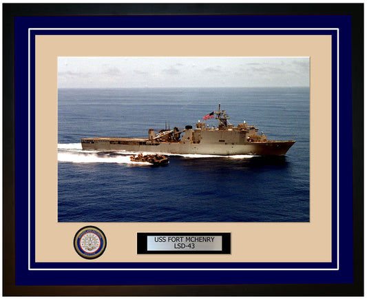 USS Fort McHenry LSD-43 Framed Navy Ship Photo Blue