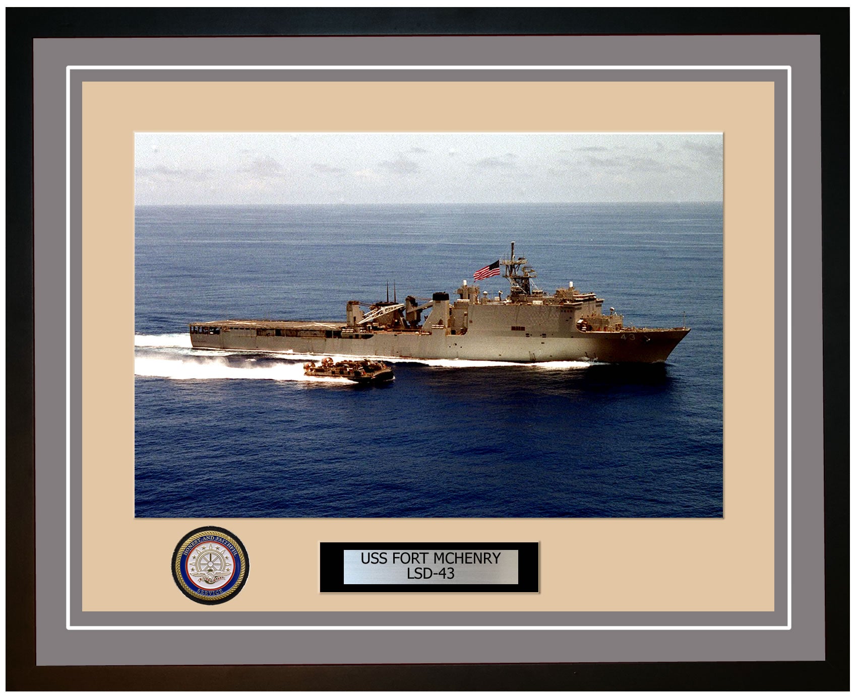 USS Fort McHenry LSD-43 Framed Navy Ship Photo Grey