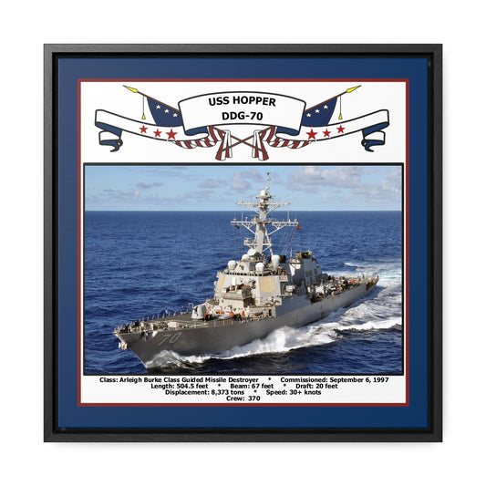 USS Hopper DDG-70 Navy Floating Frame Photo Front View