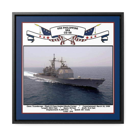 USS Philippine Sea CG-58 Navy Floating Frame Photo Front View