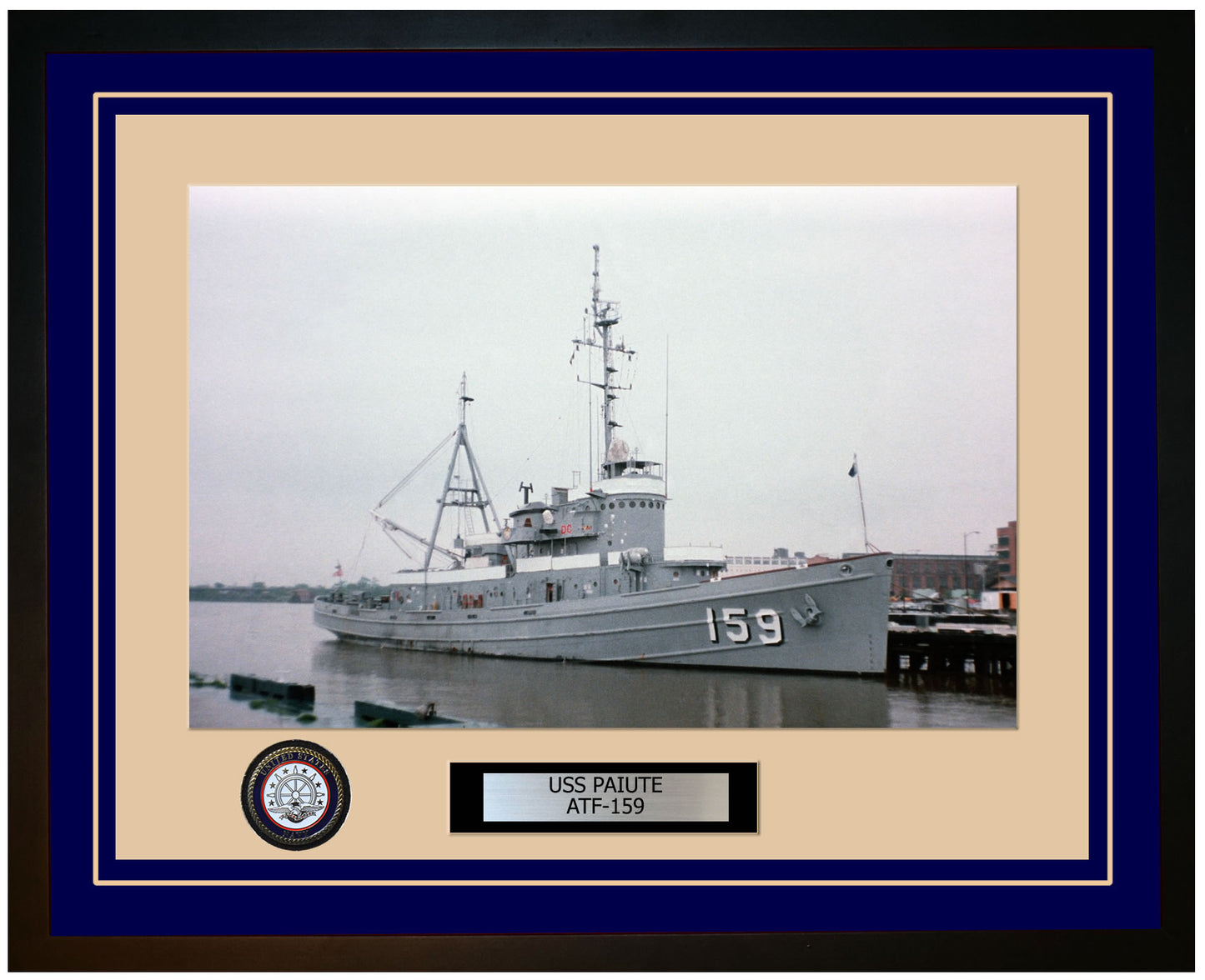 USS PAIUTE ATF-159 Framed Navy Ship Photo Blue