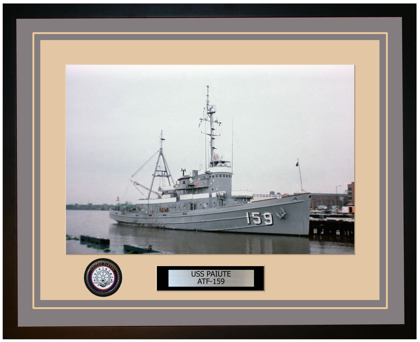 USS PAIUTE ATF-159 Framed Navy Ship Photo Grey