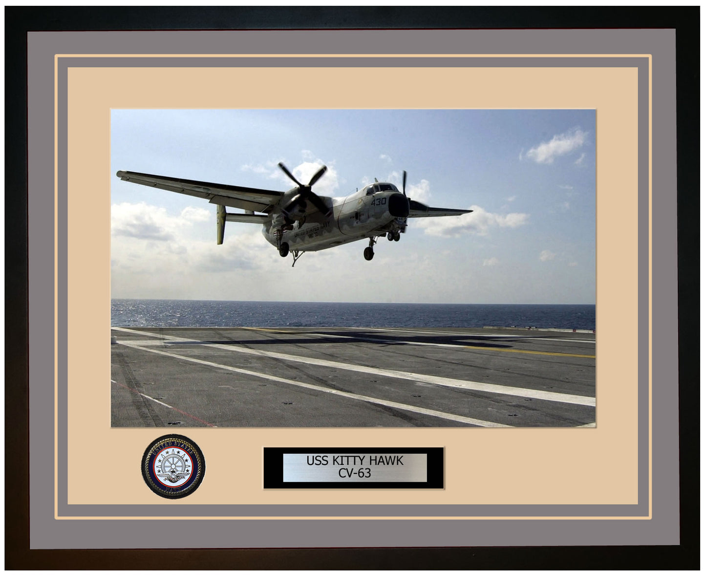 USS KITTY HAWK CV-63 Framed Navy Ship Photo Grey