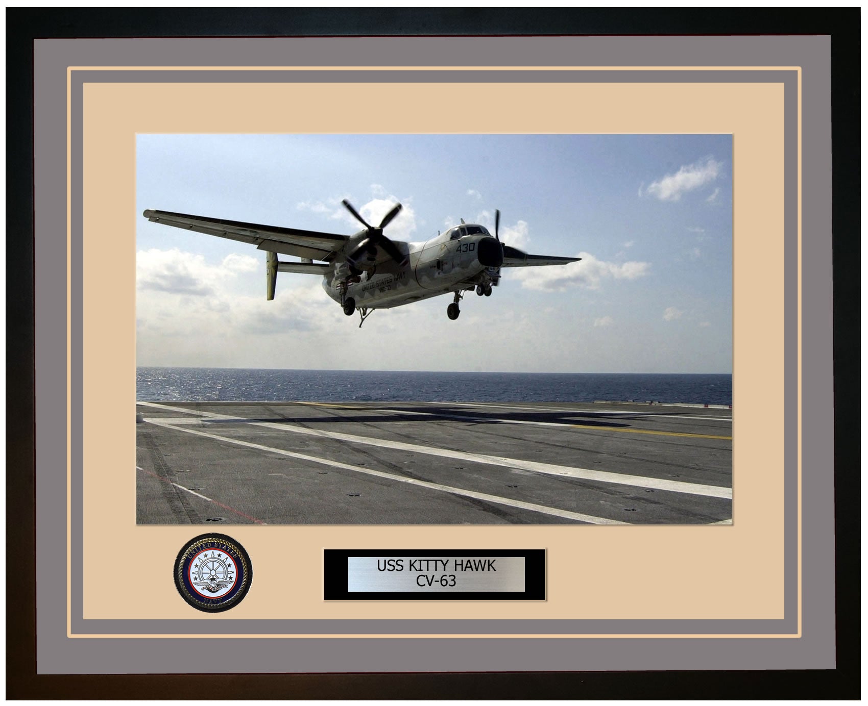 USS KITTY HAWK CV-63 Framed Navy Ship Photo Grey