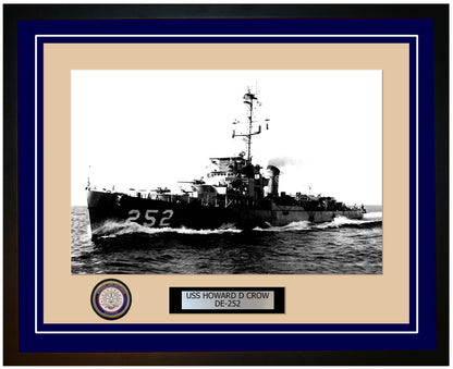 USS Howard D Crow DE-252 Framed Navy Ship Photo Blue