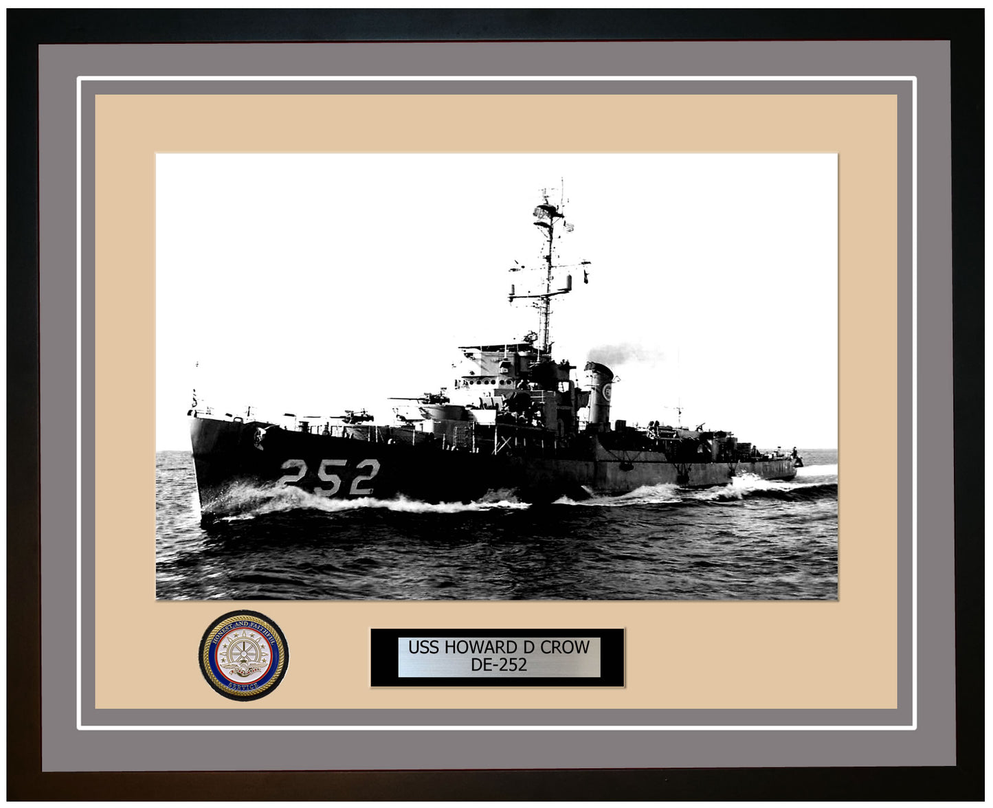 USS Howard D Crow DE-252 Framed Navy Ship Photo Grey
