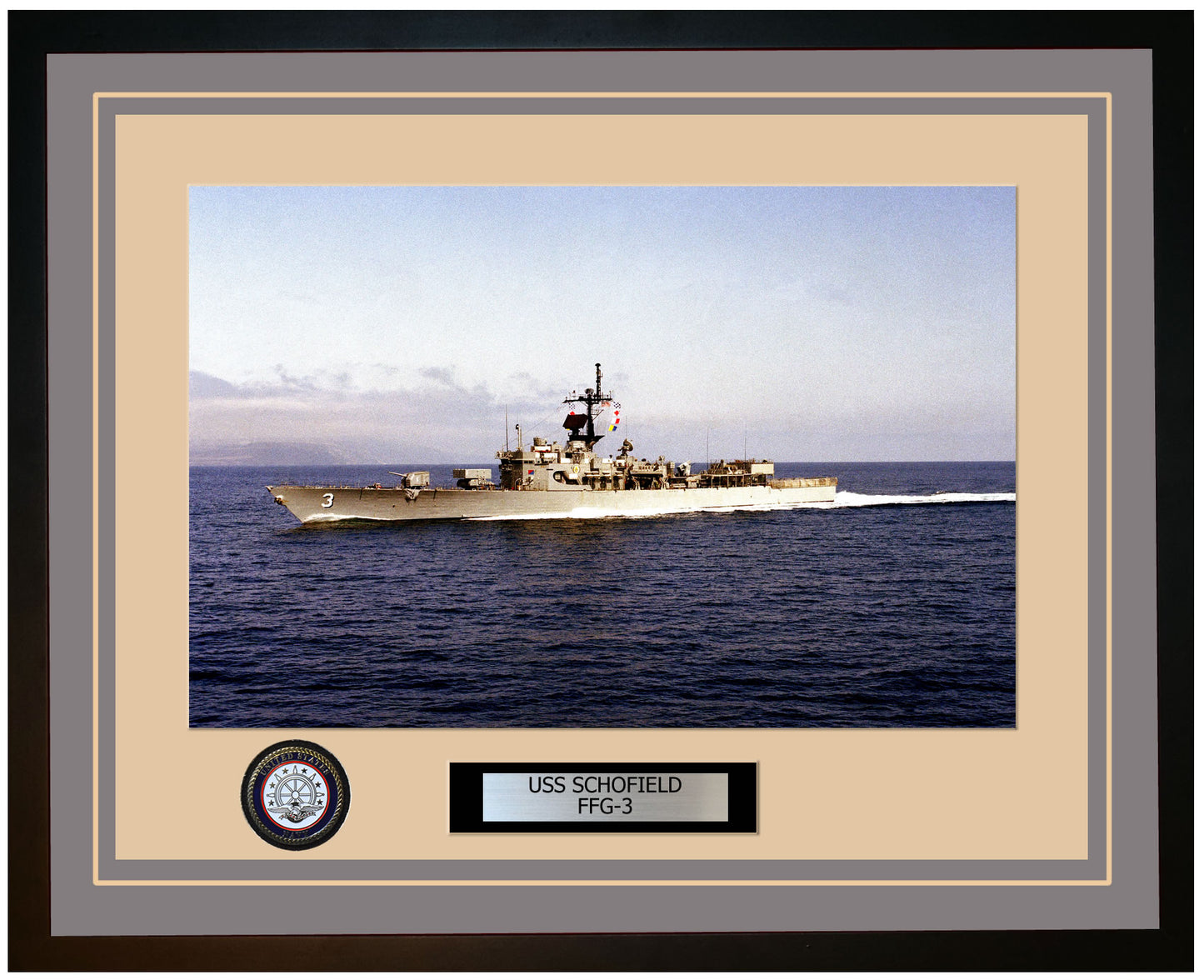 USS SCHOFIELD FFG-3 Framed Navy Ship Photo Grey