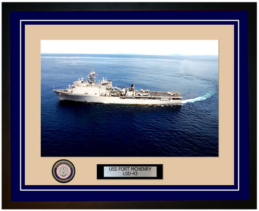 USS Fort McHenry LSD-43 Framed Navy Ship Photo Blue