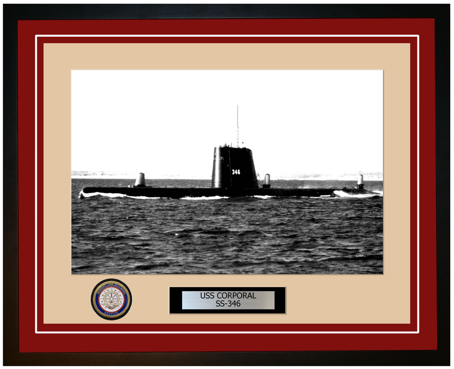 USS Corporal SS-346 Framed Navy Ship Photo Burgundy