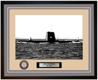 USS Corporal SS-346 Framed Navy Ship Photo Grey