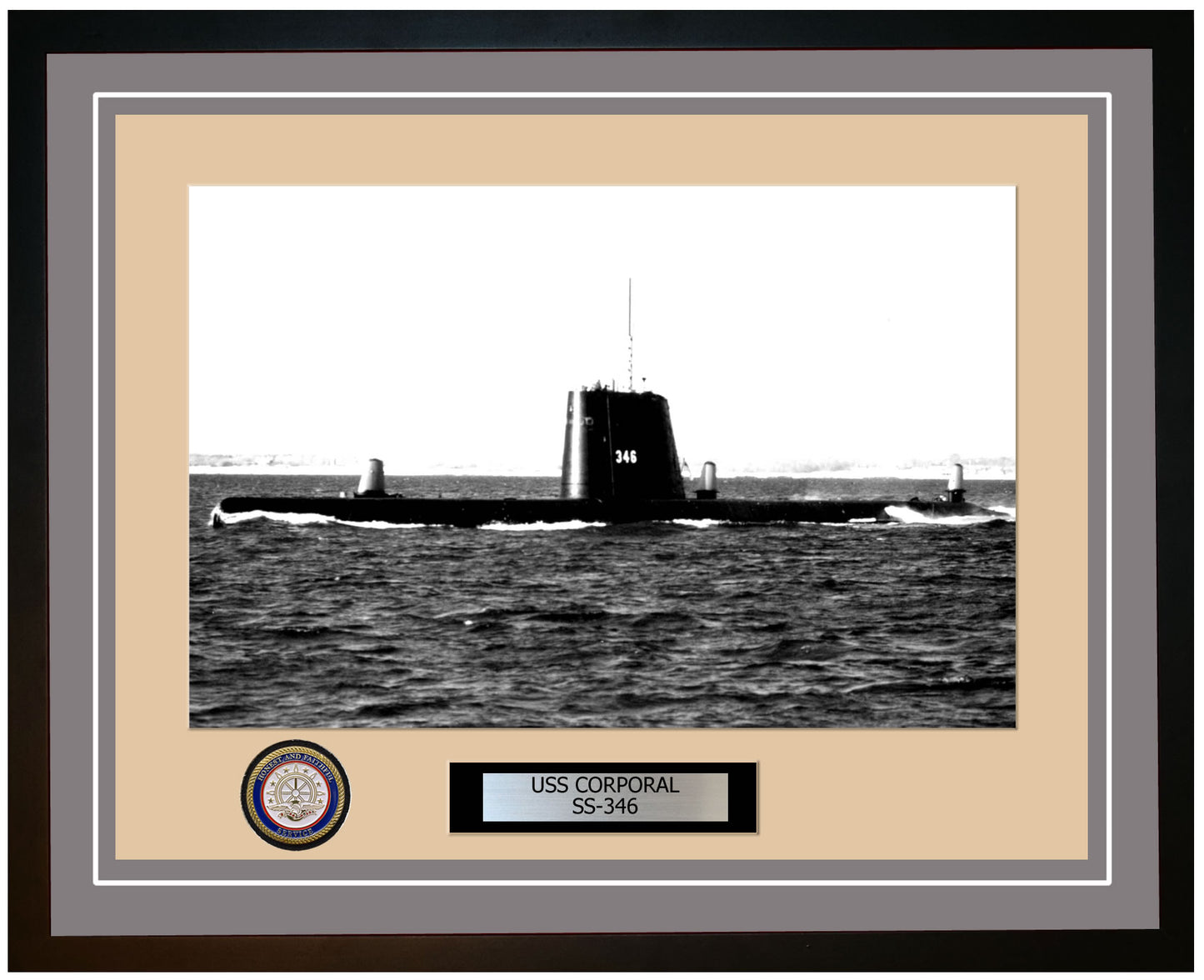 USS Corporal SS-346 Framed Navy Ship Photo Grey