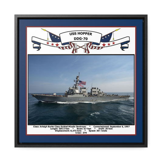 USS Hopper DDG-70 Navy Floating Frame Photo Front View