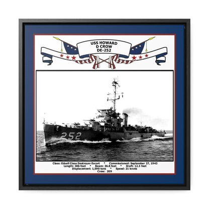 USS Howard D Crow DE-252 Navy Floating Frame Photo Front View