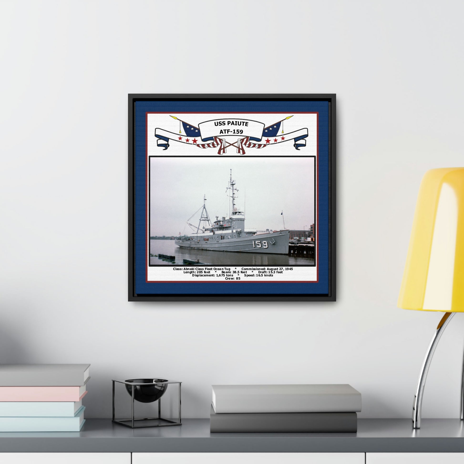 USS Paiute ATF-159 Navy Floating Frame Photo Desk View