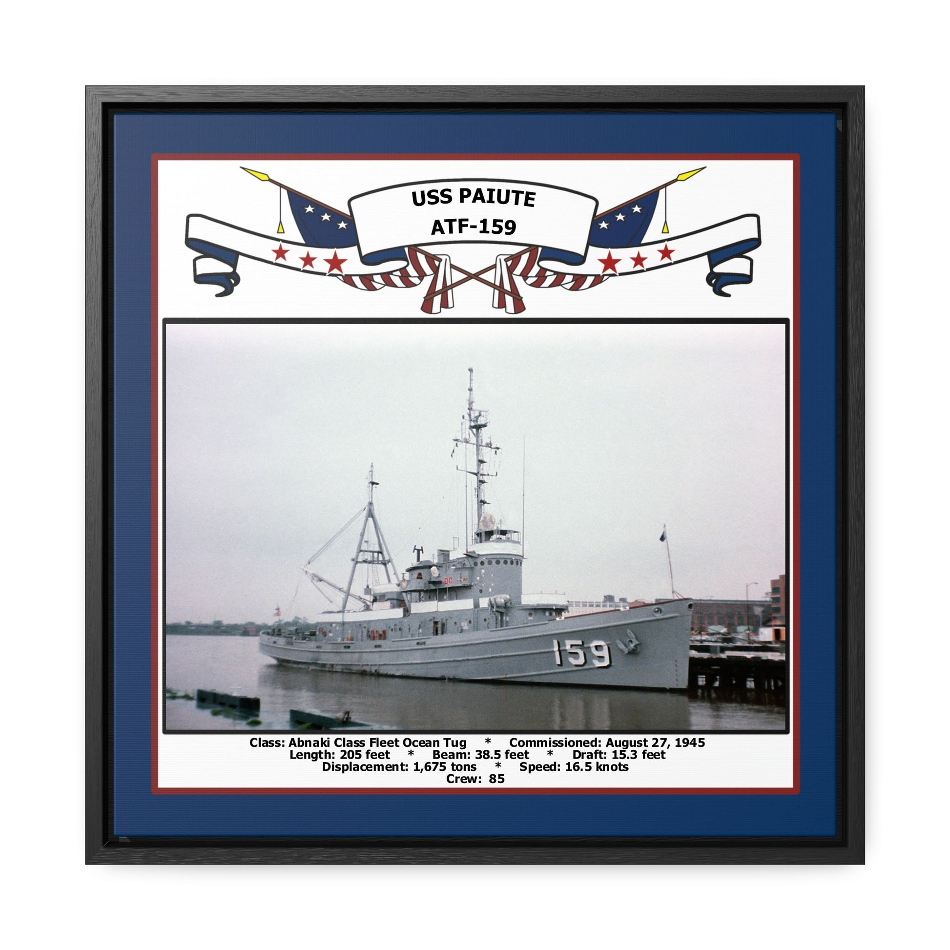 USS Paiute ATF-159 Navy Floating Frame Photo Front View