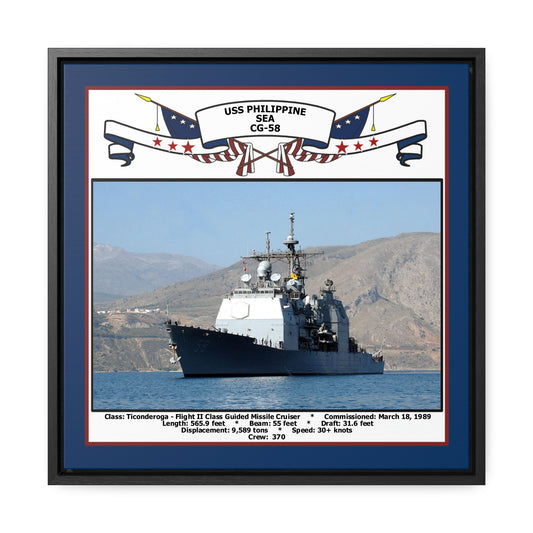 USS Philippine Sea CG-58 Navy Floating Frame Photo Front View