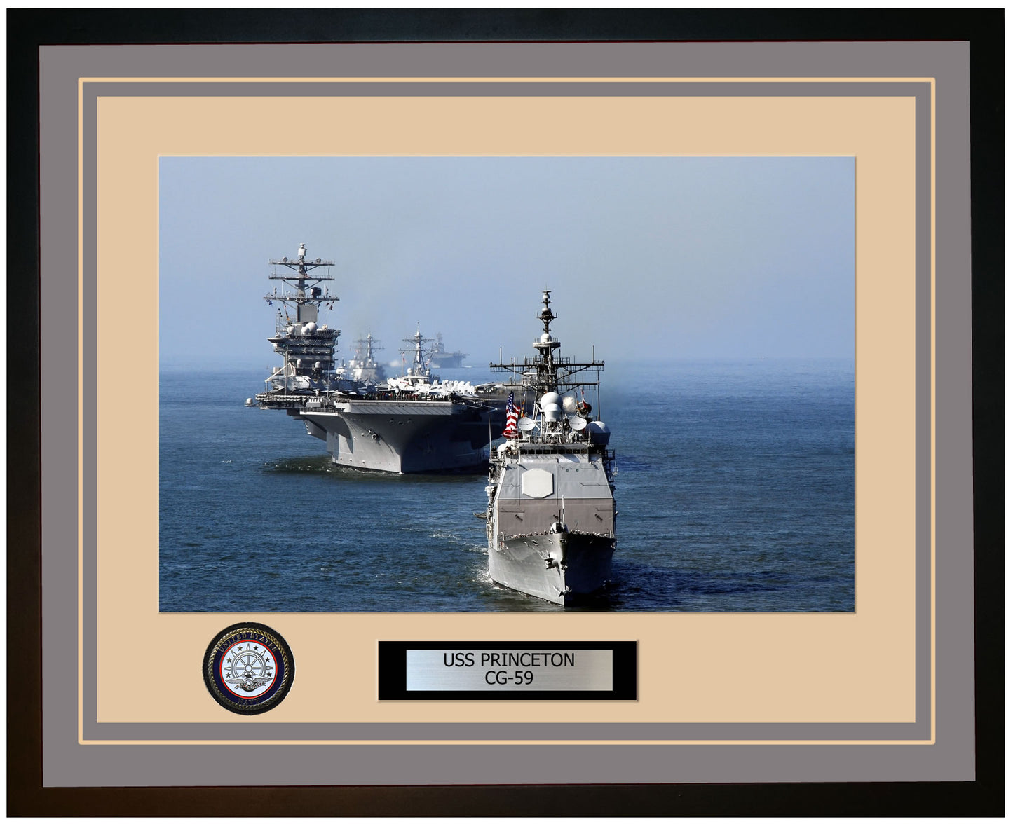 USS PRINCETON CG-59 Framed Navy Ship Photo Grey