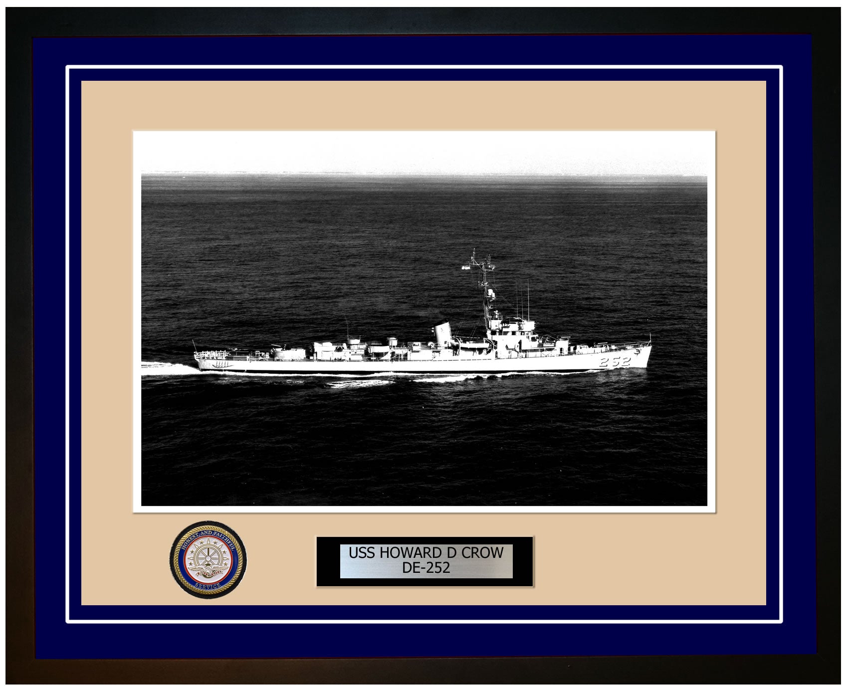 USS Howard D Crow DE-252 Framed Navy Ship Photo Blue