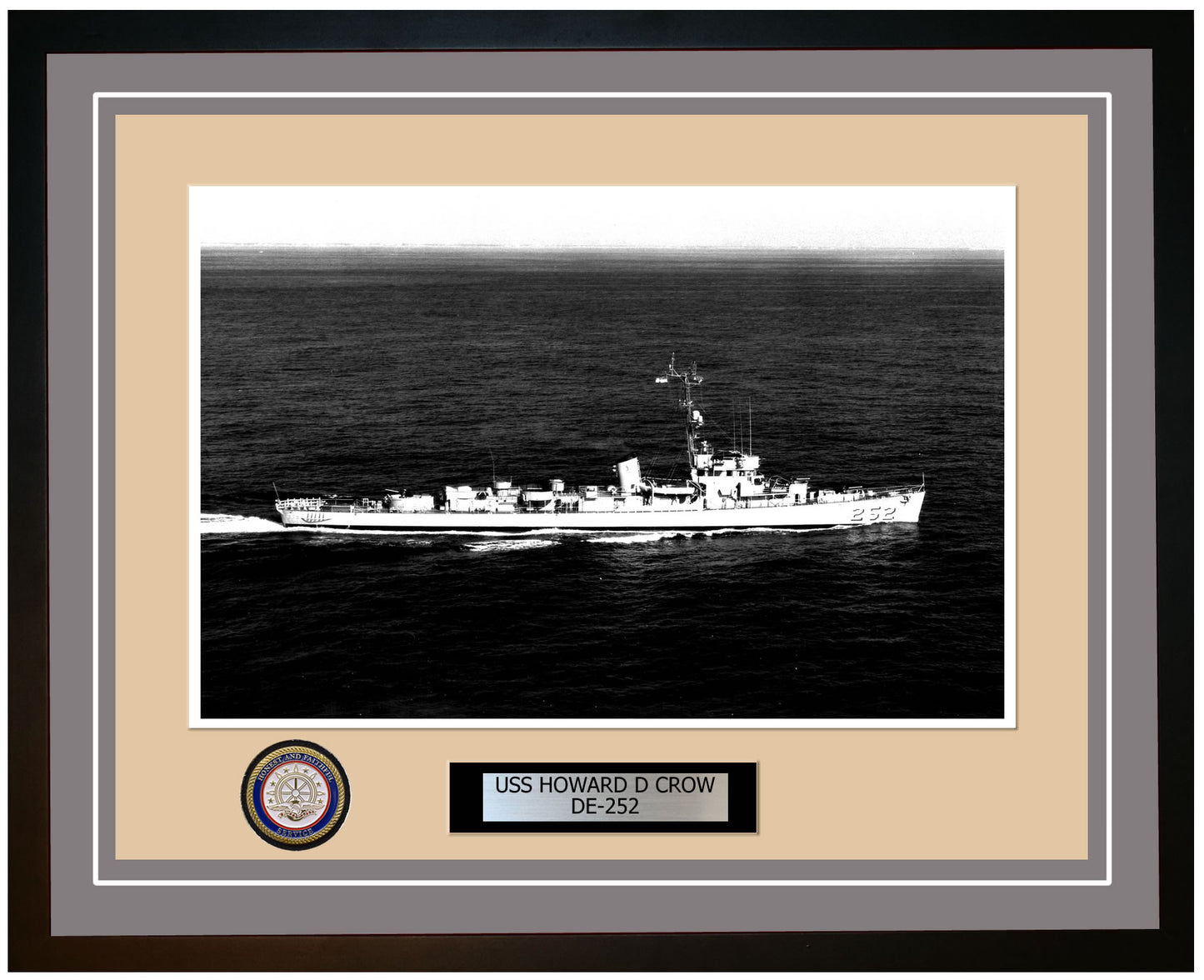 USS Howard D Crow DE-252 Framed Navy Ship Photo Grey
