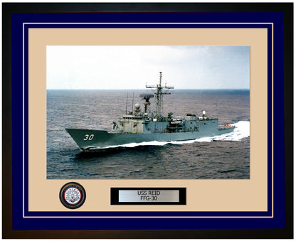 USS REID FFG-30 Framed Navy Ship Photo Blue